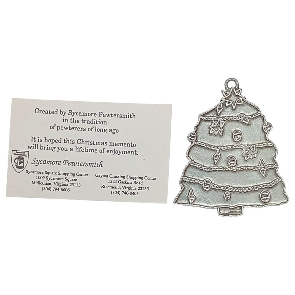 Fischer Pewter Christmas Tree Ornament Sycamore Pewtersmith 1988 Evergreen VA